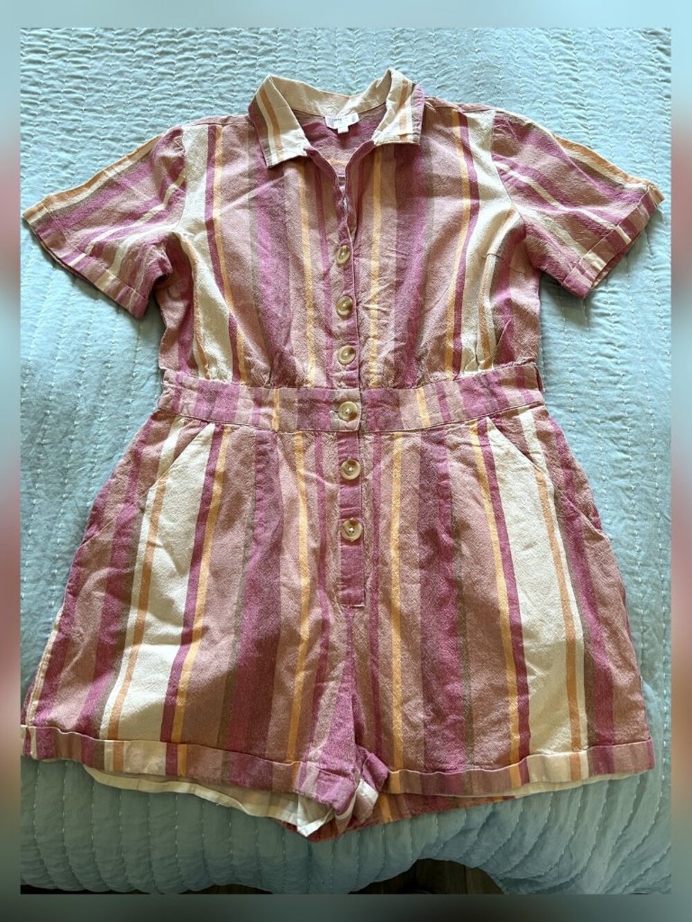 Dizzy Lizzy Pink Striped Babydoll Button Front Top L